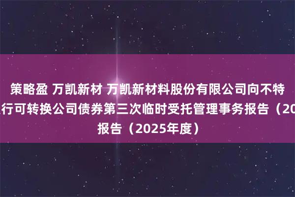 策略盈 万凯新材 万凯新材料股份有限公司向不特定对象发行可转换公司债券第三次临时受托管理事务报告（2025年度）